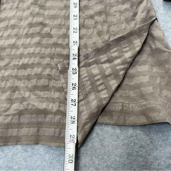 H Look Silk Blouse Button Up Puckered textured stripes M oversized - Picture 3 of 12